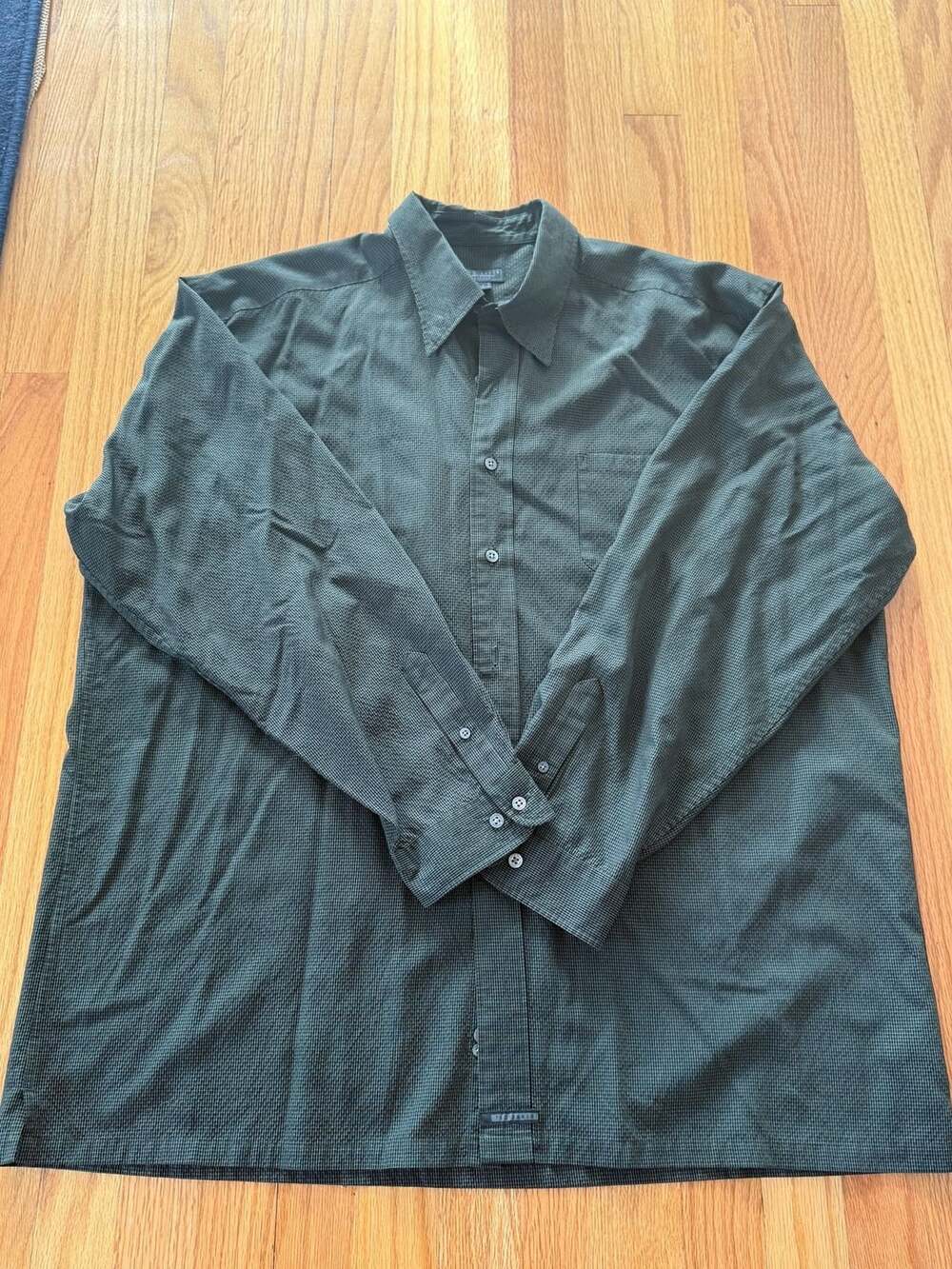 Ted Baker Mens Green Textured Long Sleeve Button Down Shirt Size 4